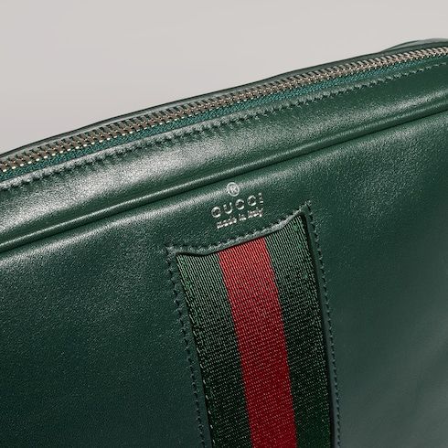 Small Crossbody Luxury Handbag With Leather And Web Intarsia For Men