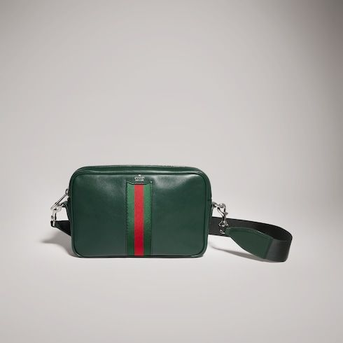 Small Crossbody Luxury Handbag With Leather And Web Intarsia For Men