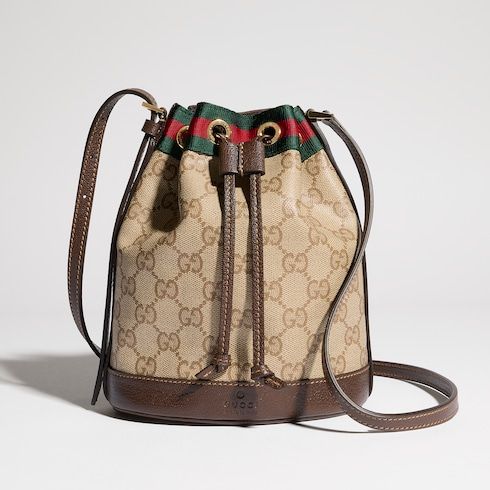 Mini Bucket Luxury Handbag With Web GG Coated Canvas