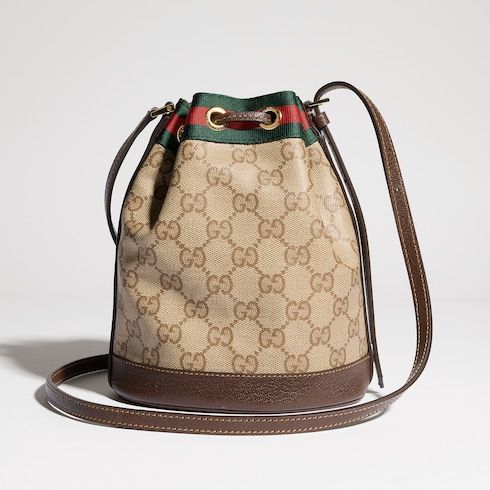 Mini Bucket Luxury Handbag With Web GG Coated Canvas