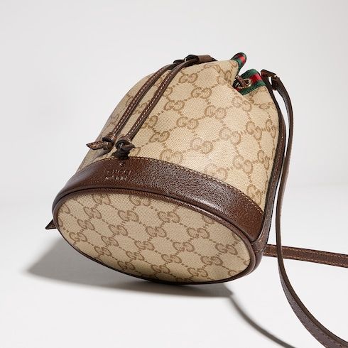 Mini Bucket Luxury Handbag With Web GG Coated Canvas