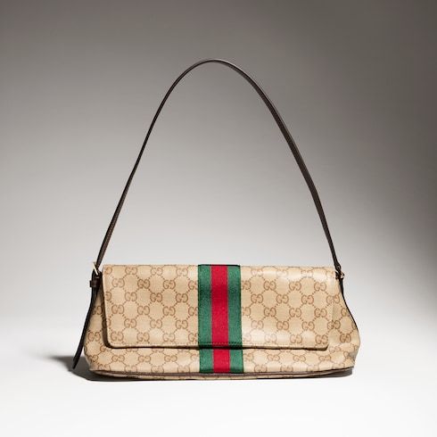 Madison Medium Shoulder Luxury Handbag With Web GG Coated Canvas