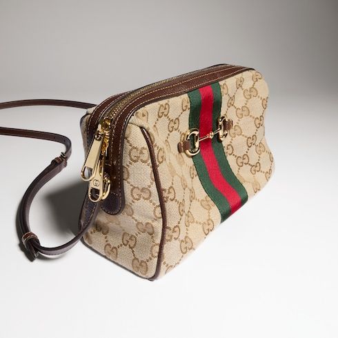 Small Crossbody Camera Luxury Handbag Canvas with Metal Hardware