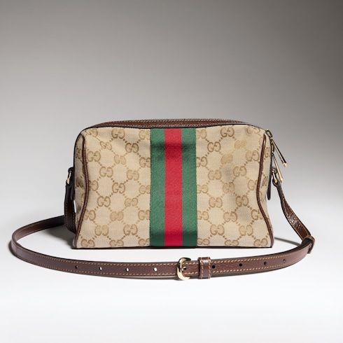 Small Crossbody Camera Luxury Handbag Canvas with Metal Hardware