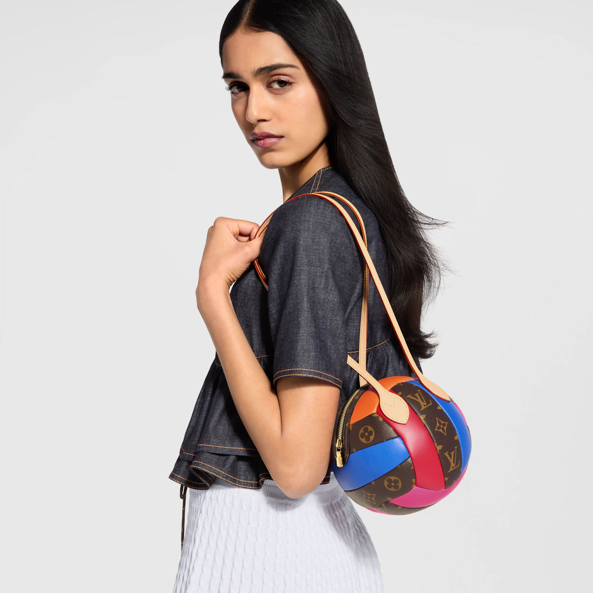 Women's Spherical Coated Canvas & Cowhide Leather Handbag product image 2