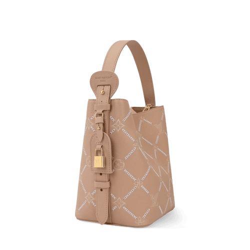 All In MM Hazelnut Couture Monogram Empreinte Leather Bucket Bag M28524 For Women