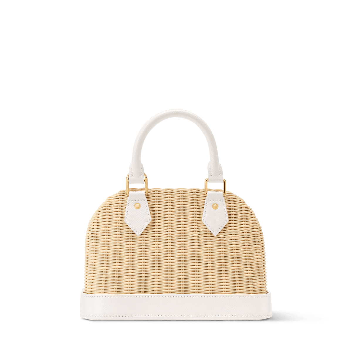 Alma BB Off White Wicker Karung Leather Handbag For Women