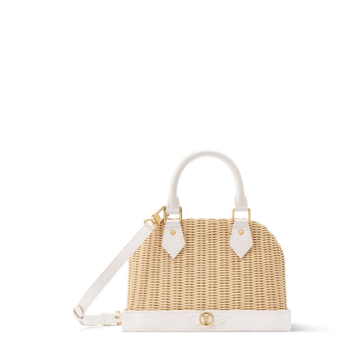 Alma BB Off White Wicker Karung Leather Handbag For Women