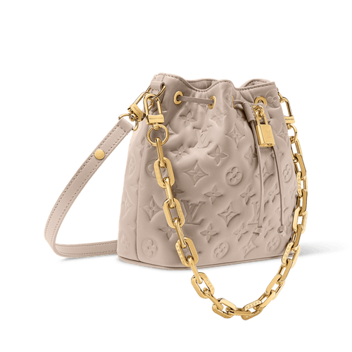 Coussin Bucket Monogram Embossed Lambskin Drawstring Bag M26530 For Women