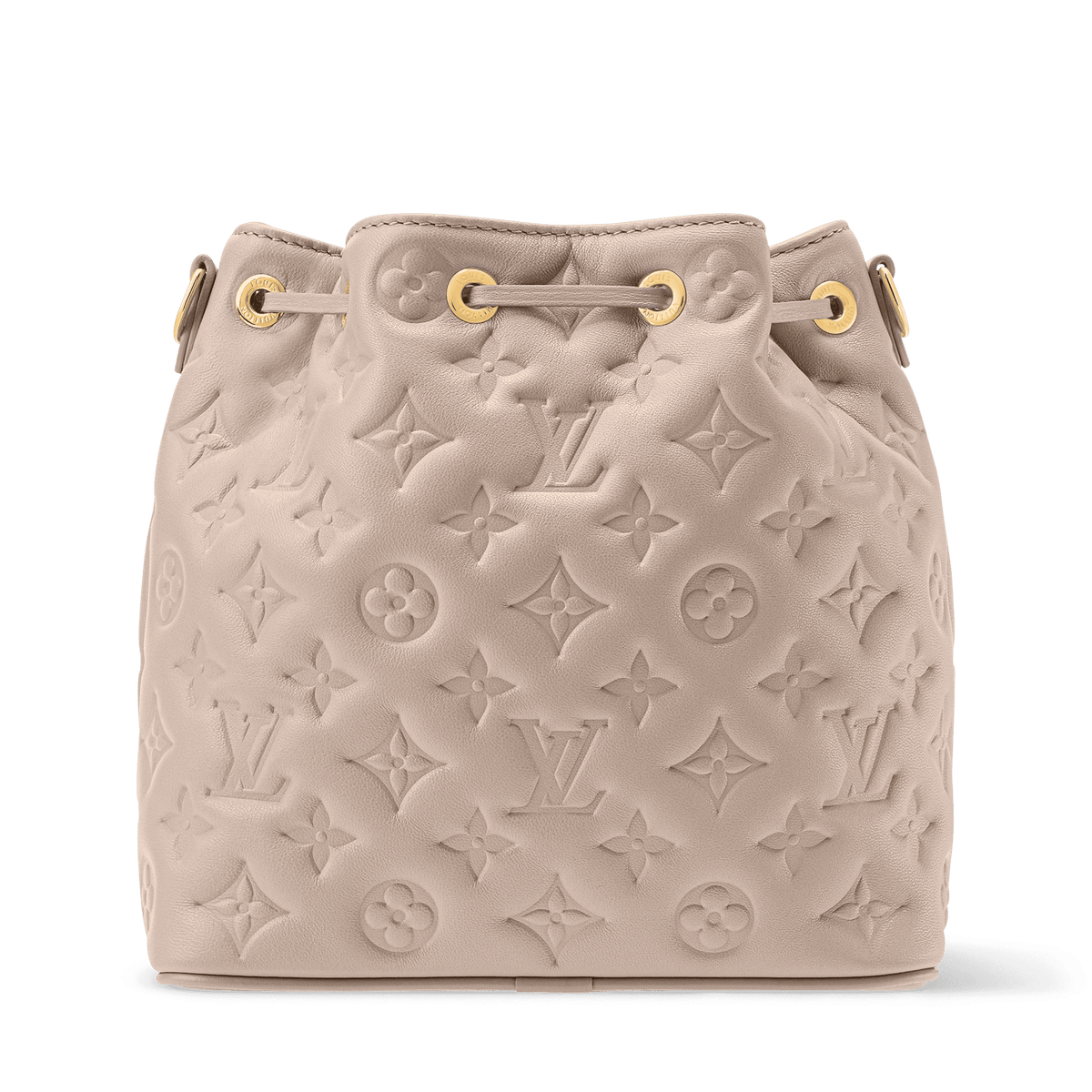 Coussin Bucket Monogram Embossed Lambskin Drawstring Bag M26530 For Women