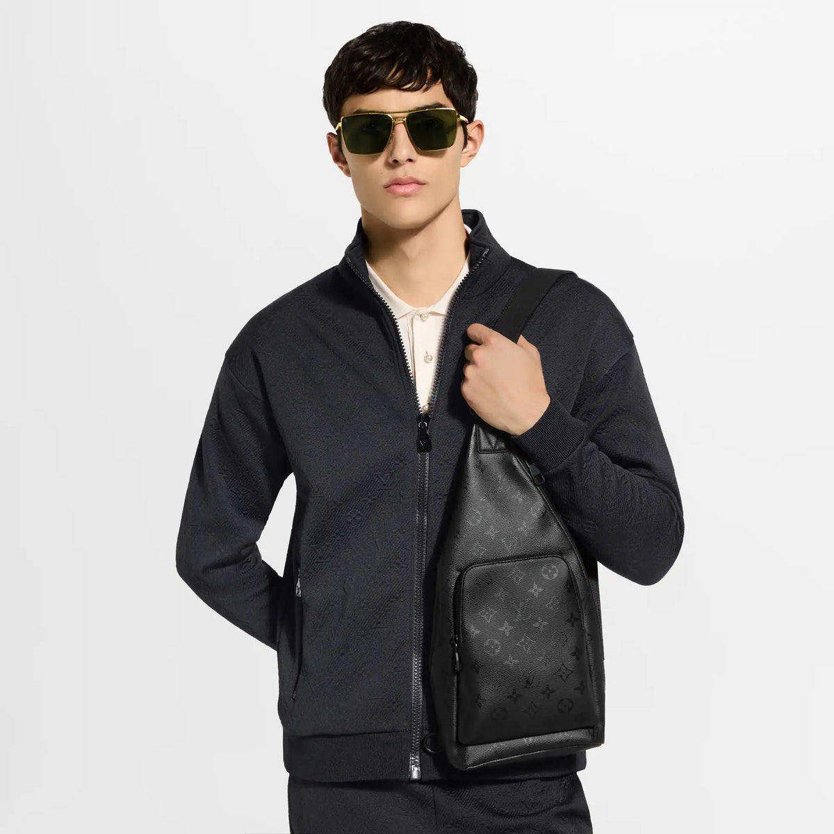Duo Slingbag Monogram Midnight Black Shoes For Men