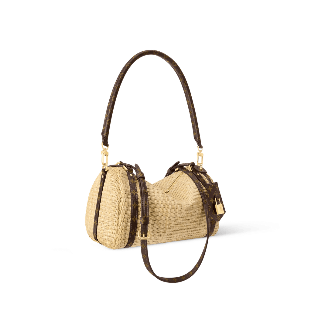 Men's Beige Canvas & Raffia Tote Bag product image 2