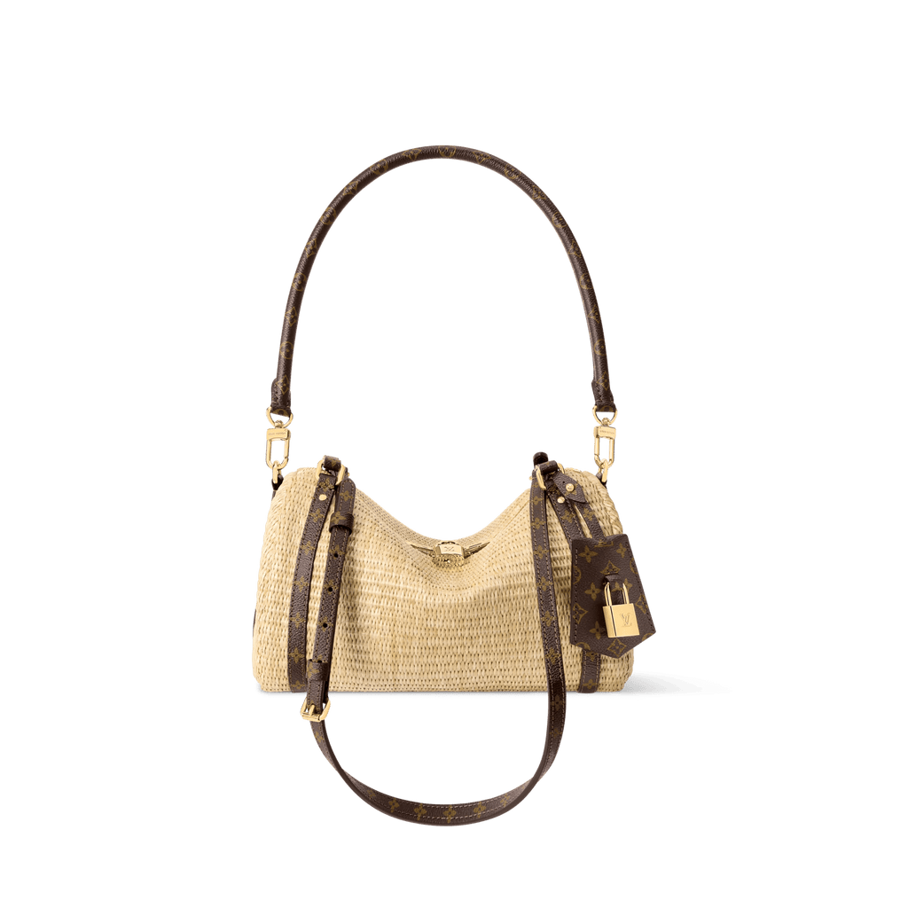 Men's Beige Canvas & Raffia Tote Bag product image 1