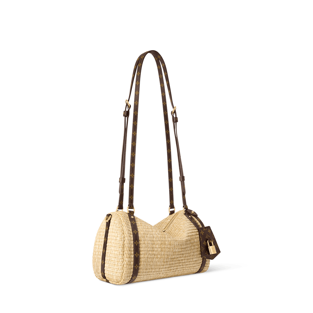 Men's Beige Canvas & Raffia Tote Bag product image 7
