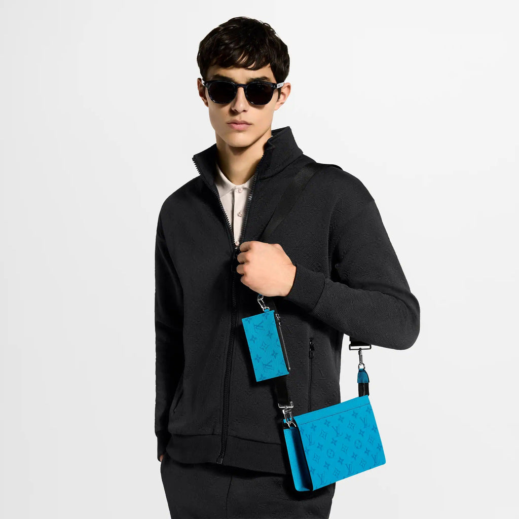 Gaston Wearable Wallet Monogram Taigarama Blue Lagoon For Men
