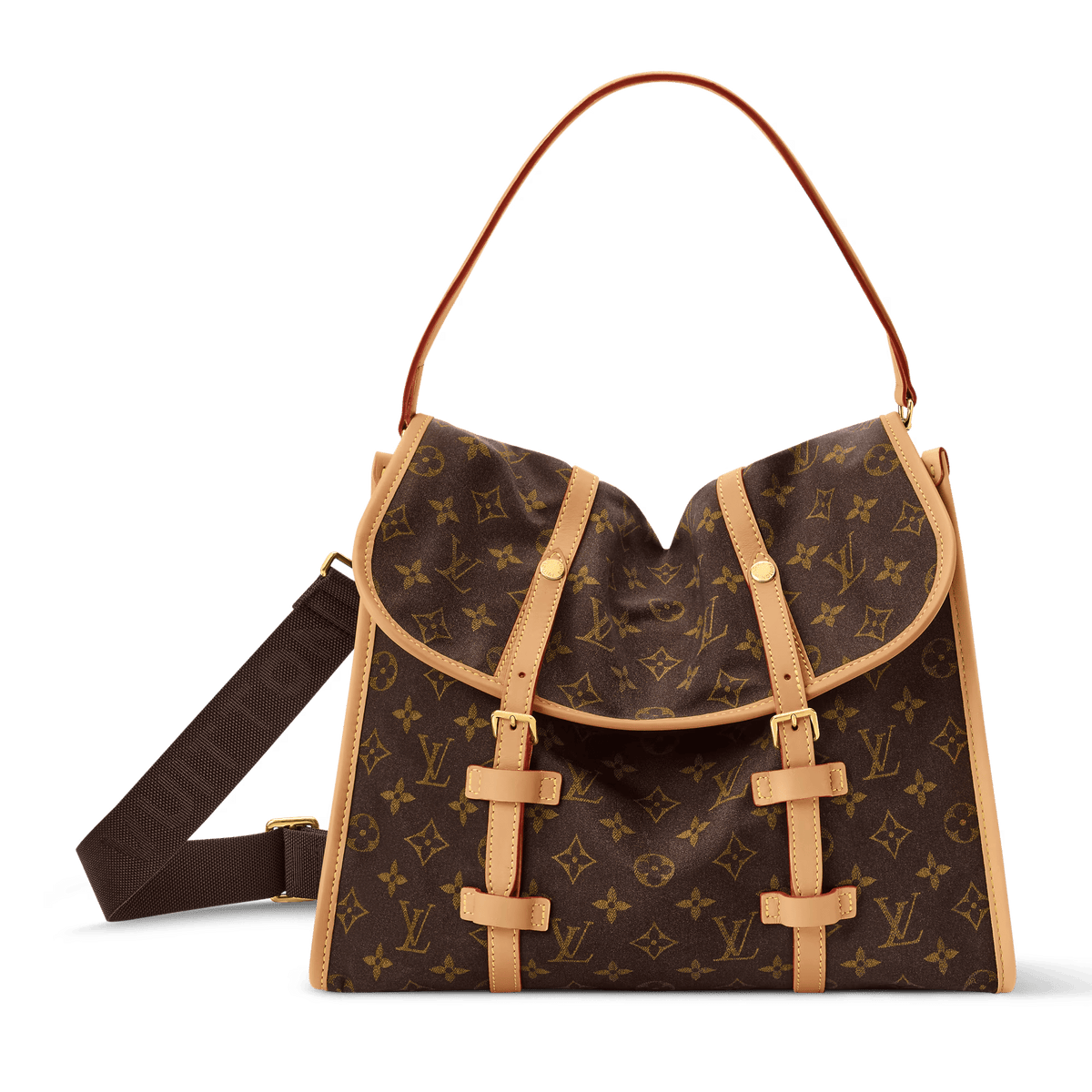 Jet Lag Luxury Handbag MM Monogram Silk Tech Gold-Toned Hardware