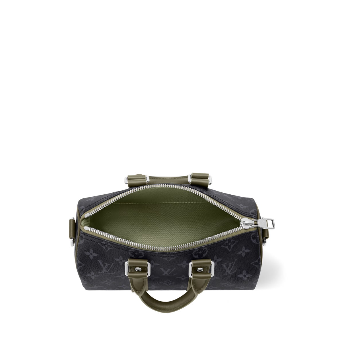 Keepall Bandoulière 25 Monogram Eclipse Canvas Khaki Green Ruthenium Hardware