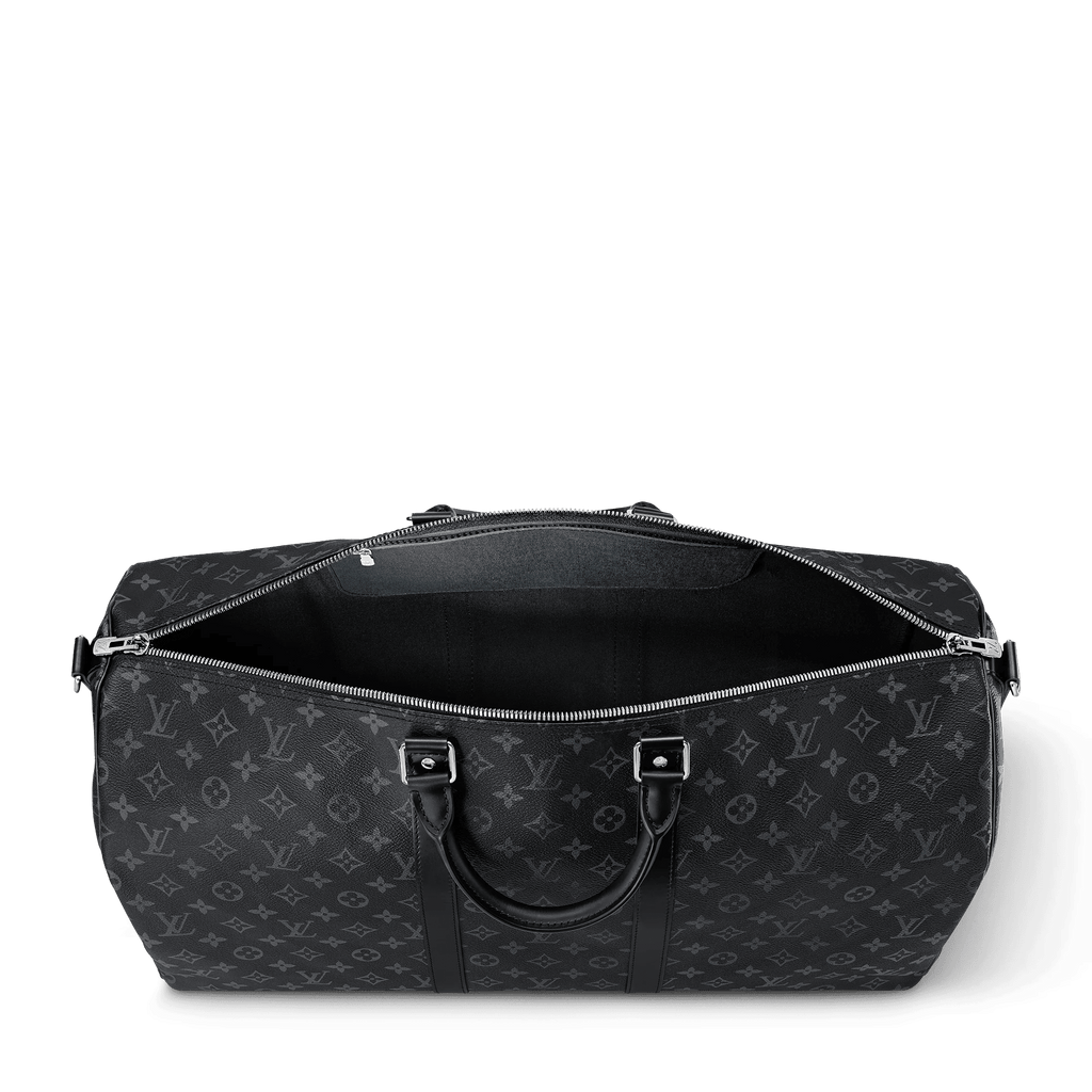 Keepall 55 Bandoulière Bag Monogram Eclipse Grey Shoes For Men