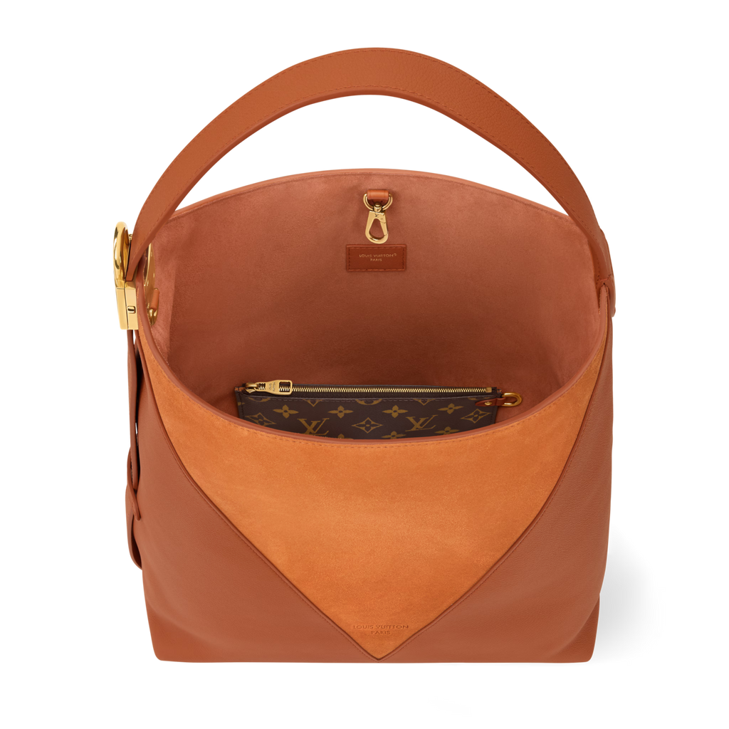 Low Key Hobo MM Cognac Calfskin Hobo Bag For Women