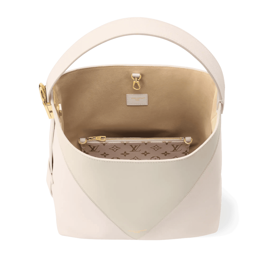 Low Key Hobo MM Quartz Gray Calfskin Hobo Bag For Women