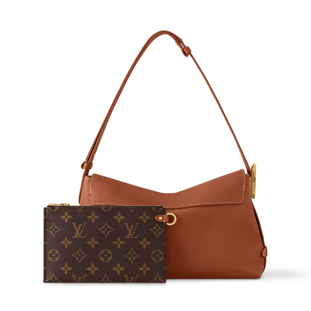 Low Key Messenger Cognac Calfskin Leather Flap Bag M13151 For Women