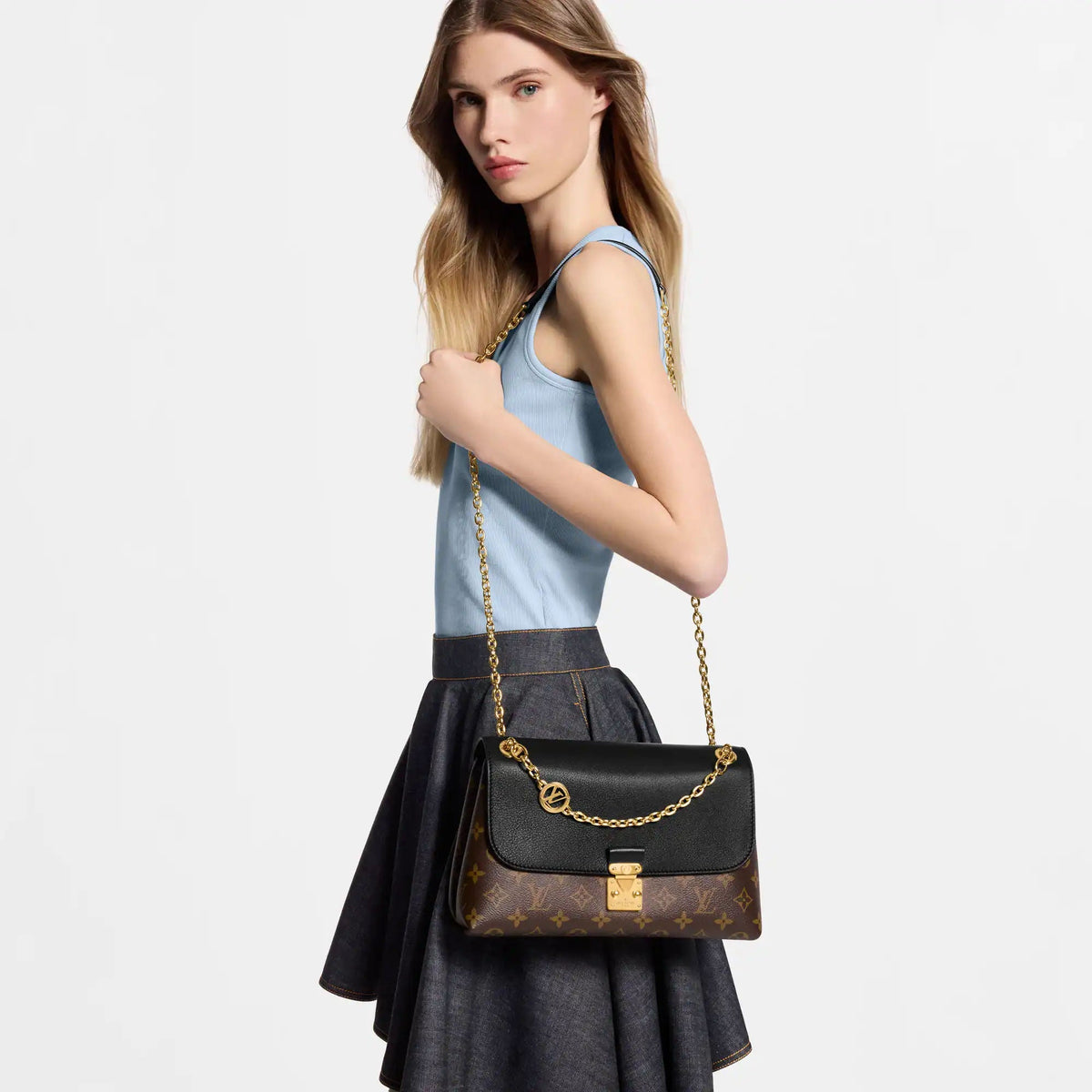 Madeleine PM Monogram Black Leather Shoulder Bag M28610 For Women