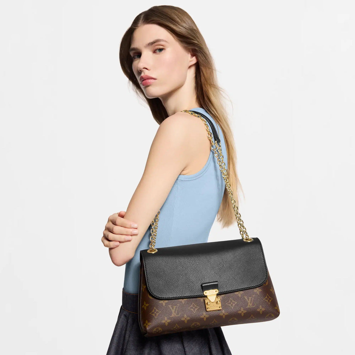 Madeleine PM Monogram Black Leather Shoulder Bag M28610 For Women