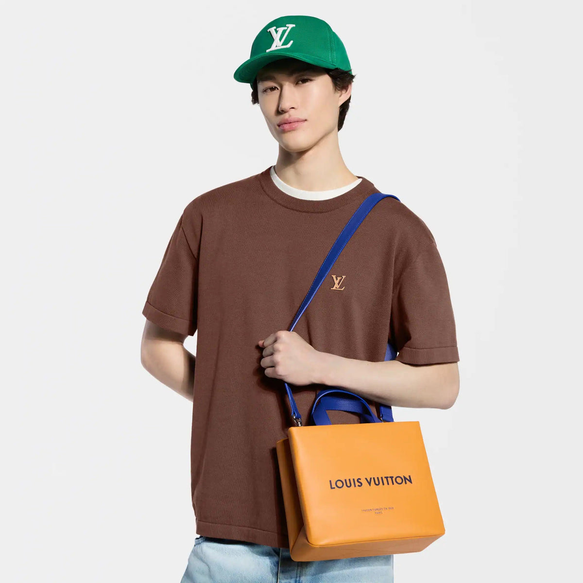 Mini Shopper Tote Monogram Calf Leather Safran Yellow For Men