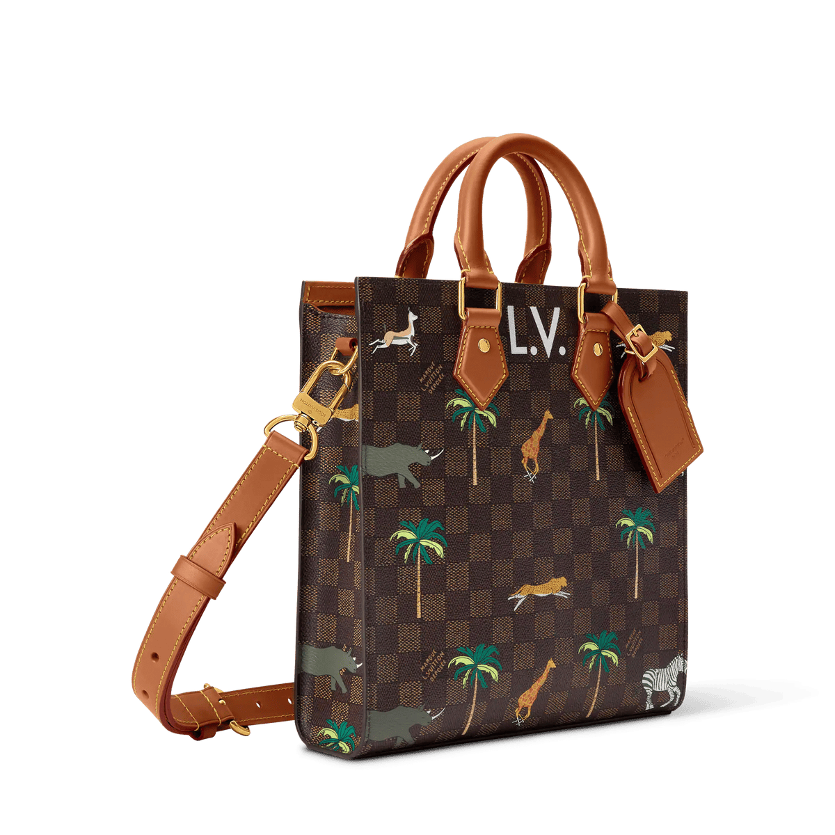Mini Sac Plat Damier Heritage Canvas Brown For Men