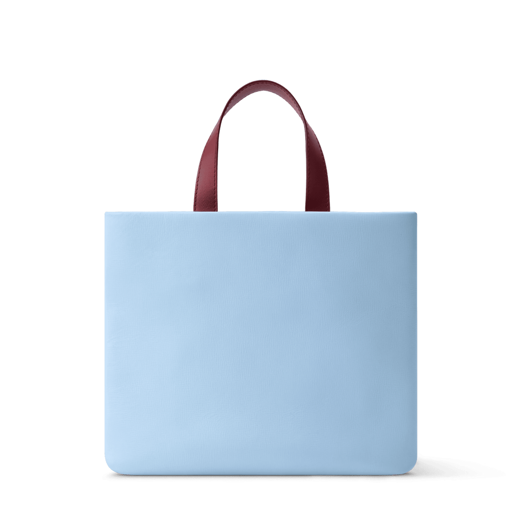 Mini Shopper Designer Tote Bag Calfskin Leather Frost Blue Silver-Toned Hardware