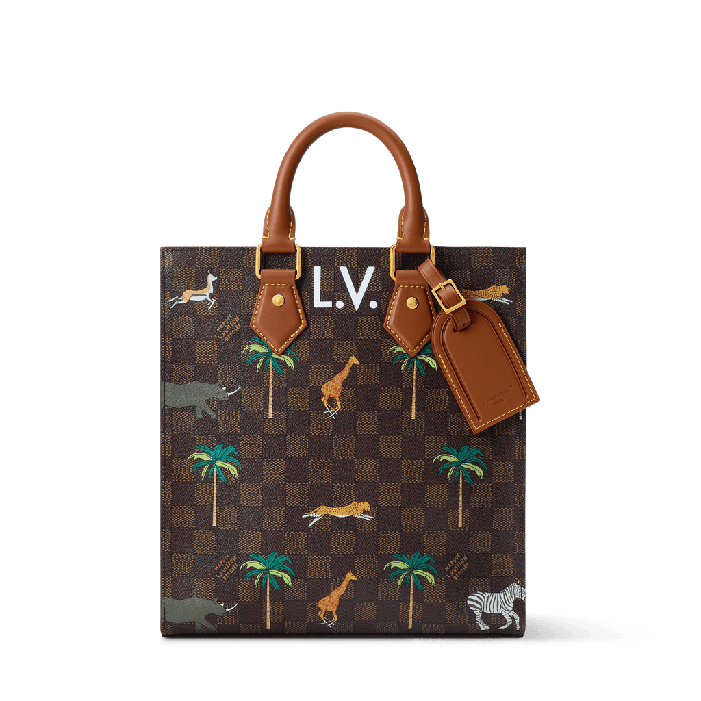 Mini Sac Plat Damier Heritage Canvas Brown For Men