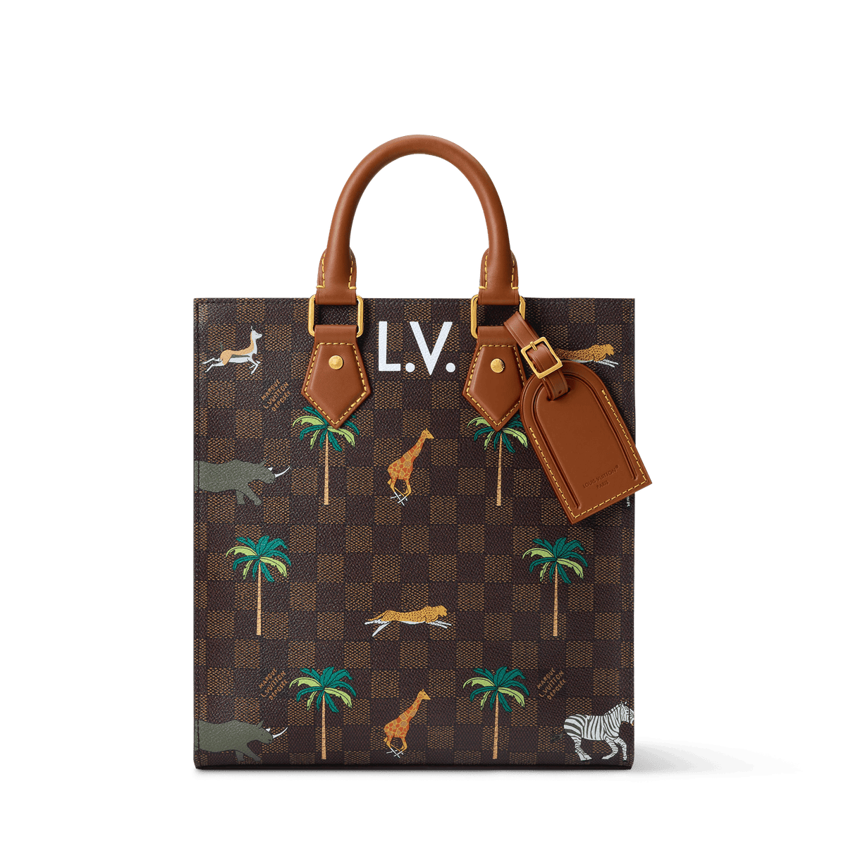 Mini Sac Plat Damier Heritage Canvas Brown For Men