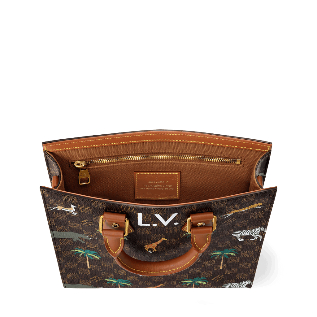 Mini Sac Plat Damier Heritage Canvas Brown For Men