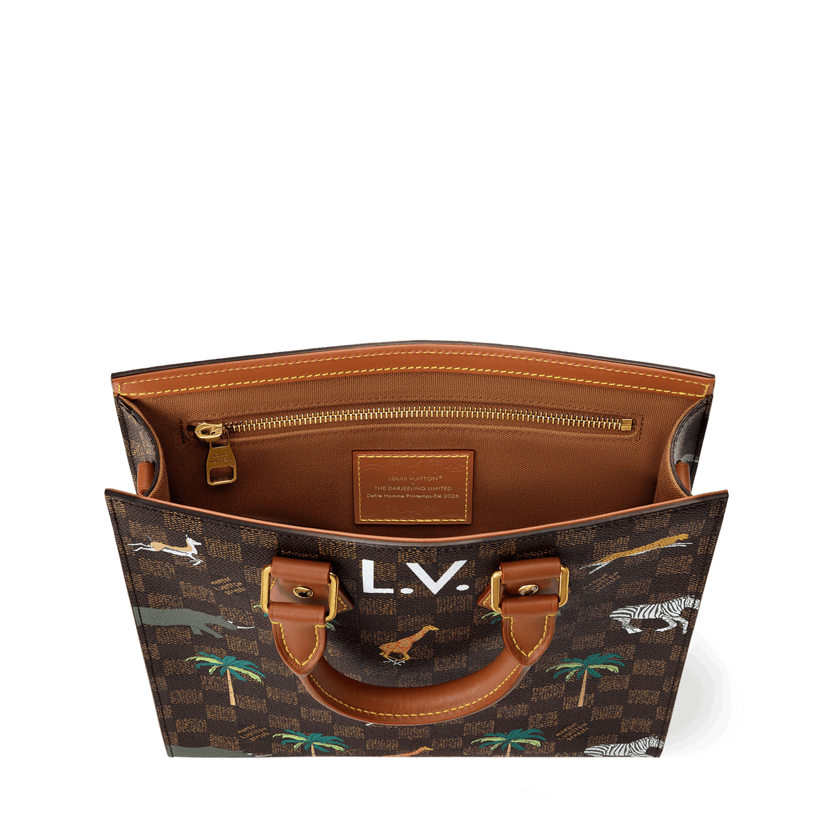 Mini Sac Plat Damier Heritage Canvas Brown For Men