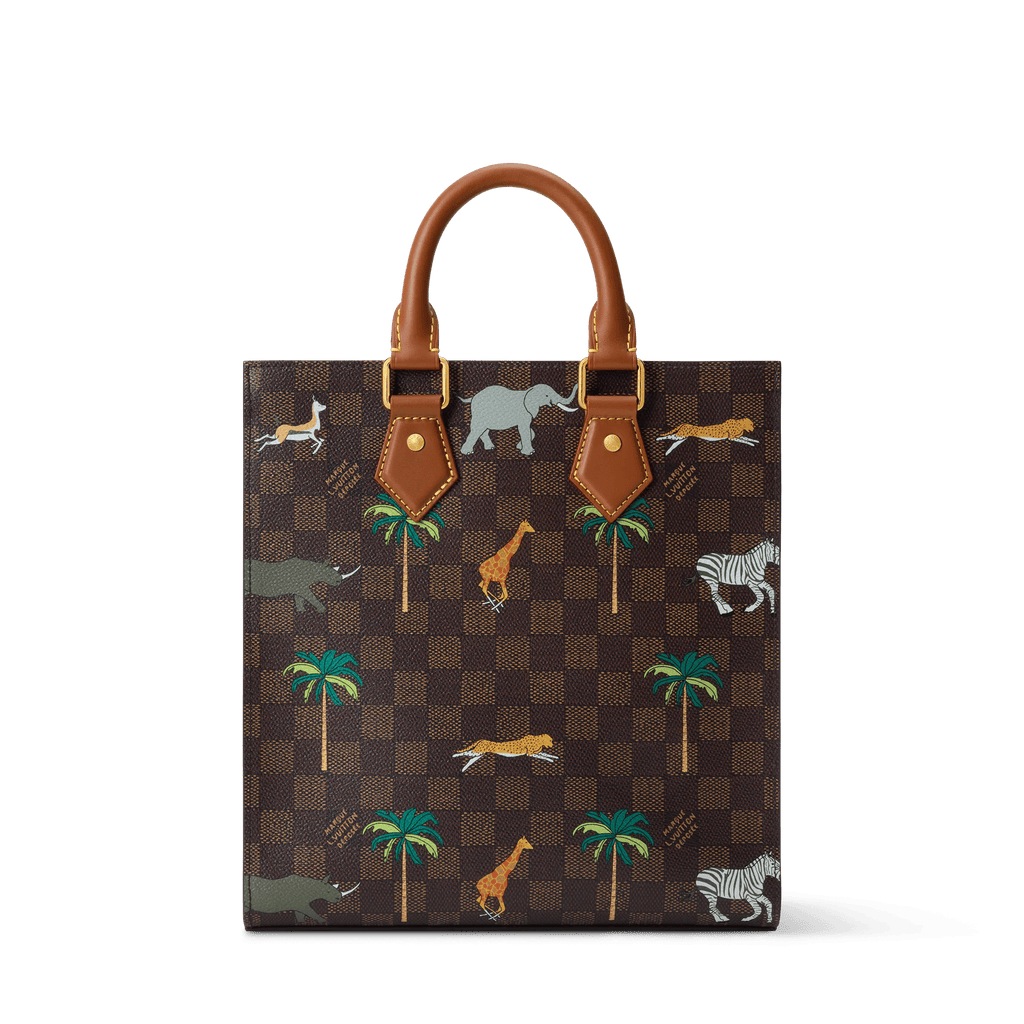 Mini Sac Plat Damier Heritage Canvas Brown For Men