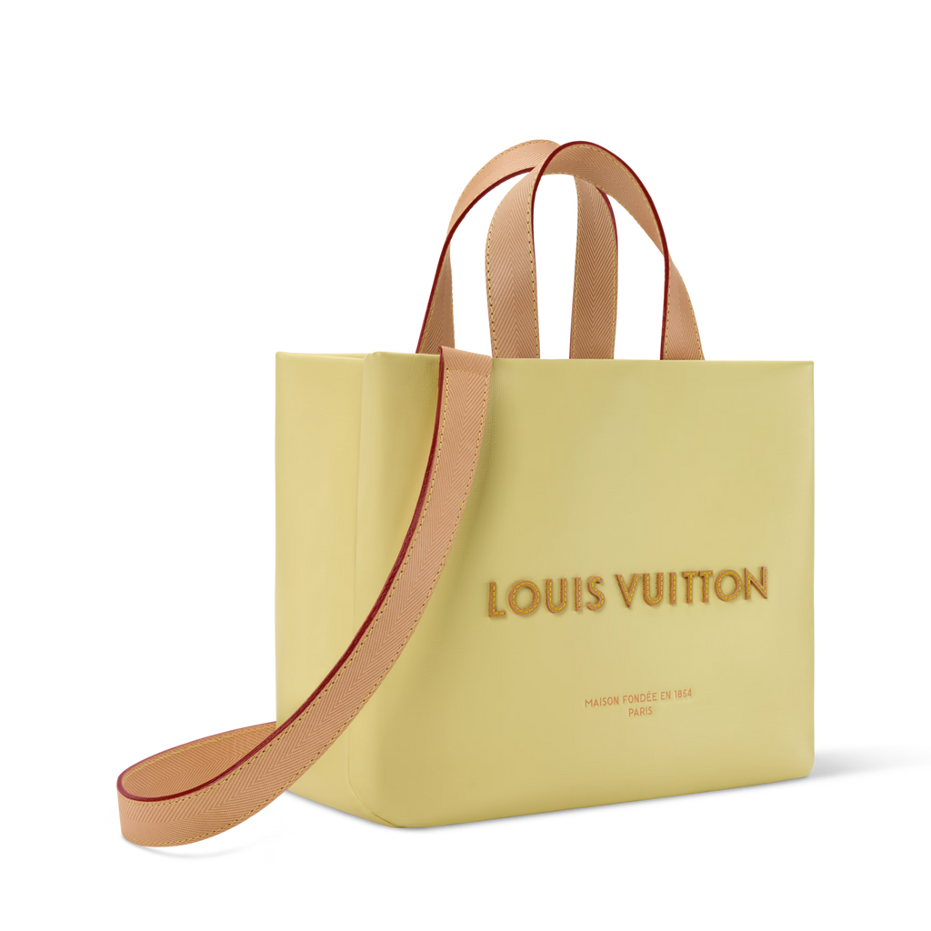 Mini Shopper Designer Tote Bag Calfskin Leather Daisy Yellow Gold-Toned Hardware
