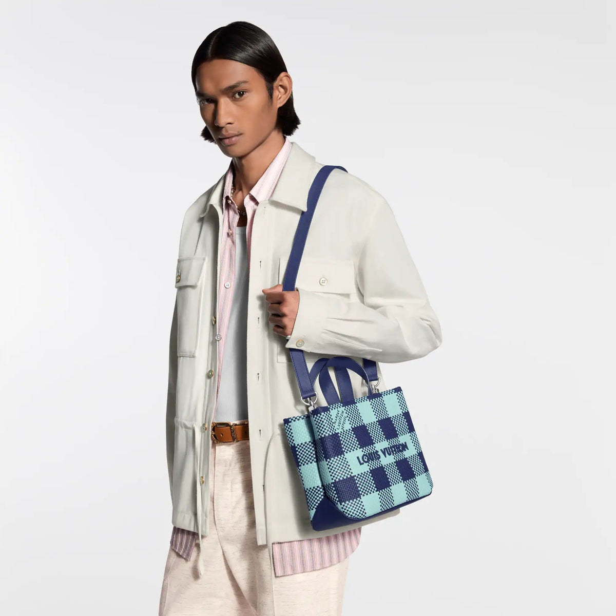 Mini Shopper Tote Monogram Damier Blue For Men