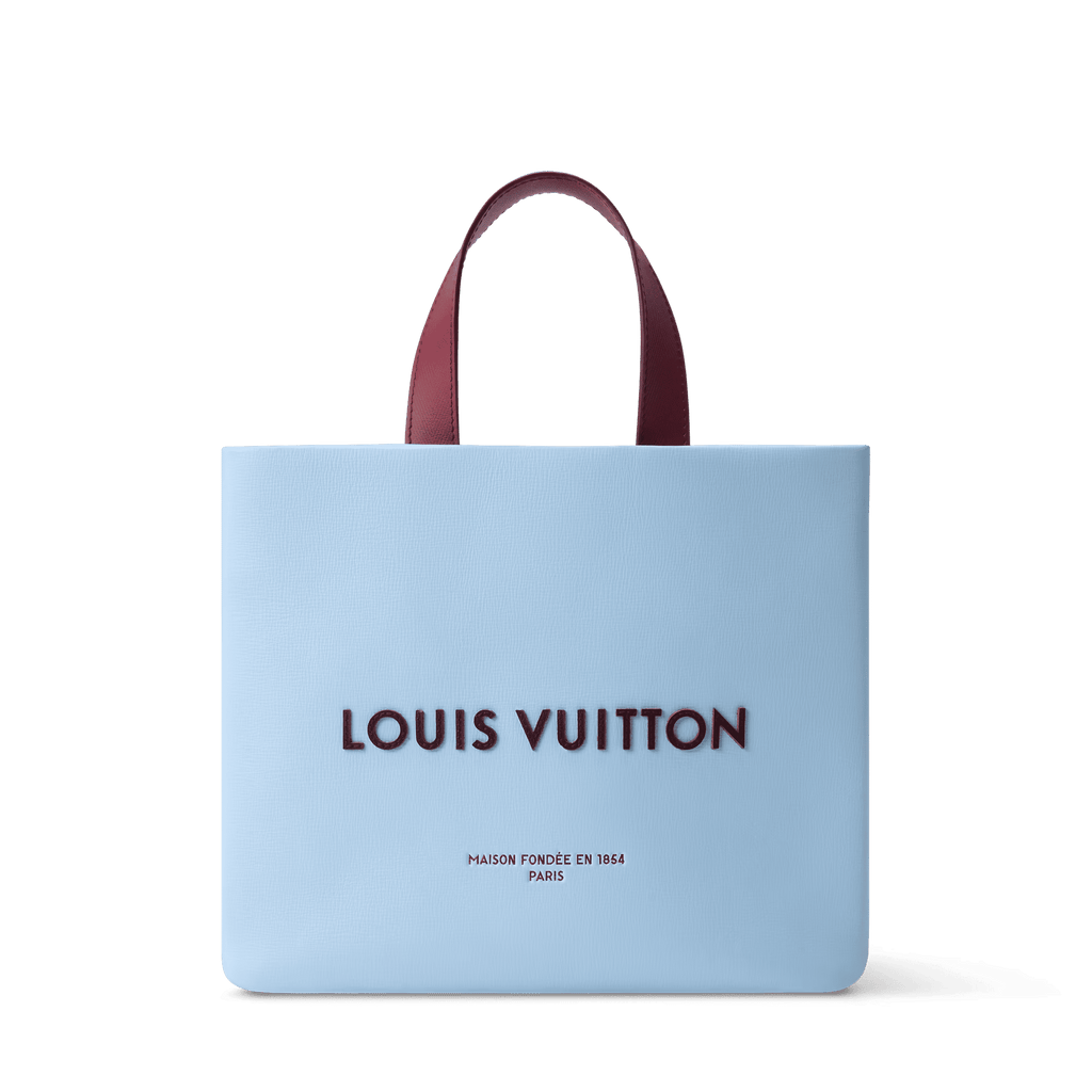 Mini Shopper Designer Tote Bag Calfskin Leather Frost Blue Silver-Toned Hardware