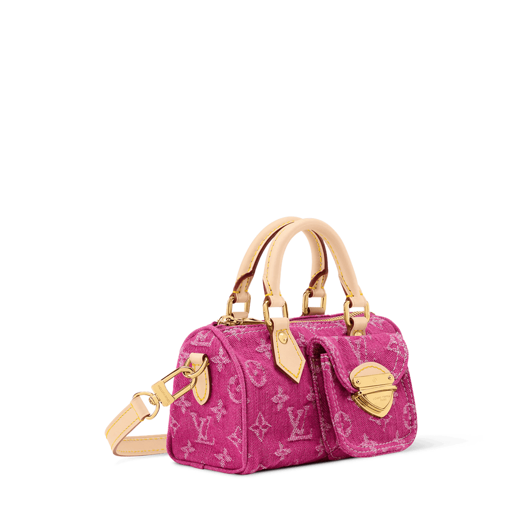 Nano Speedy Monogram Denim Fuchsia Calfskin Nano Bag For Women