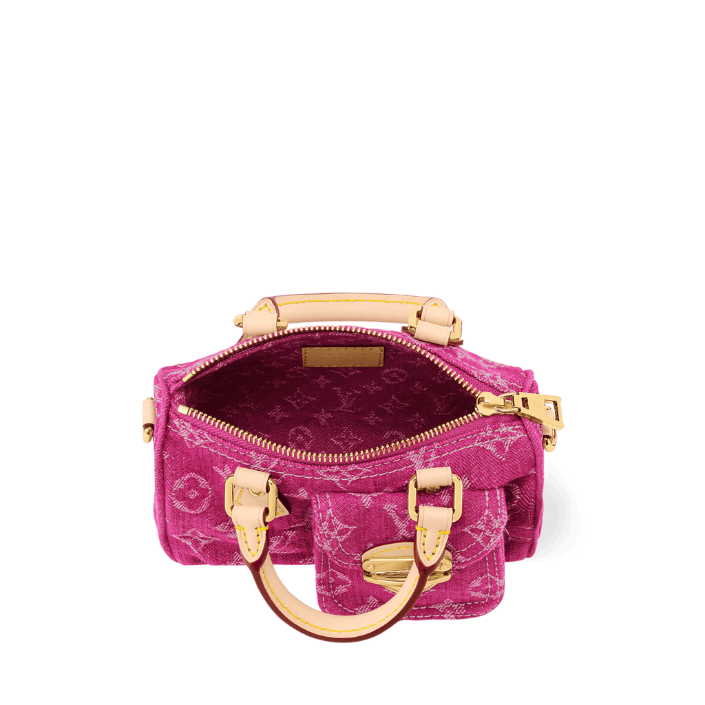 Nano Speedy Monogram Denim Fuchsia Calfskin Nano Bag For Women