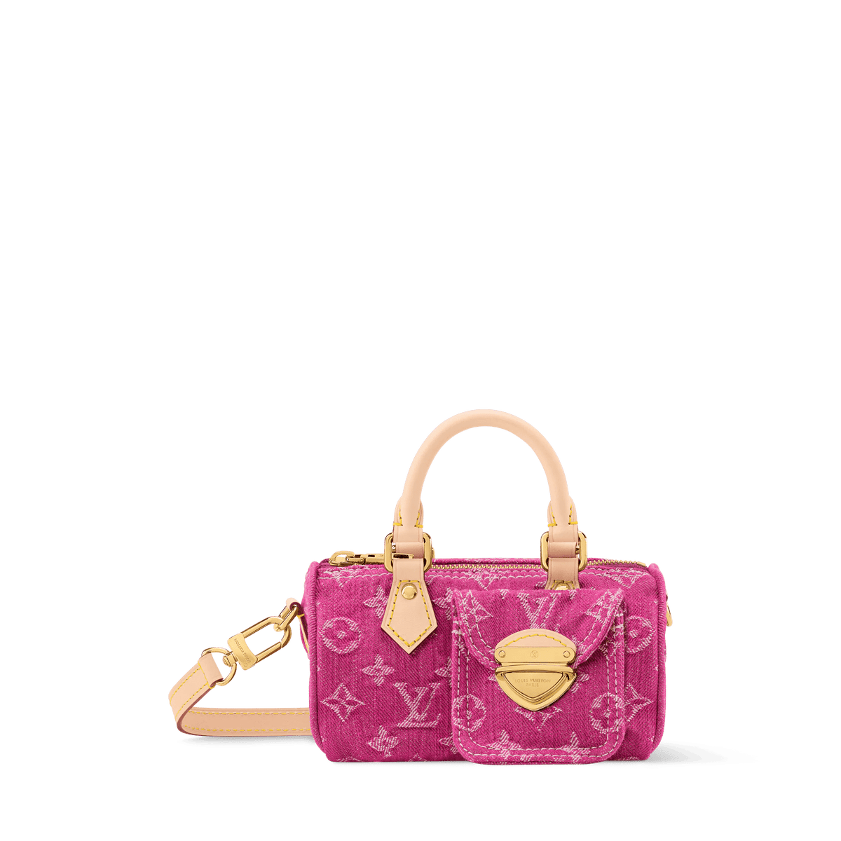 Nano Speedy Monogram Denim Fuchsia Calfskin Nano Bag For Women
