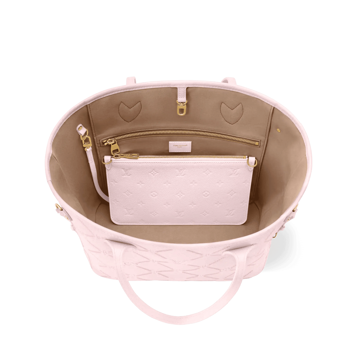 Neverfull MM Light Bliss Monogram Empreinte Leather Tote Bag M28527 For Women