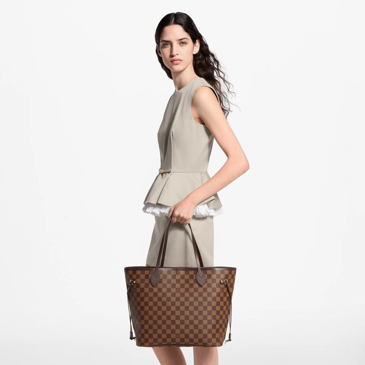 Neverfull MM Damier Ebene Cherry Coated Canvas Tote Bag N40599 For Women