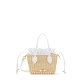 Neverfull BB Off White Wicker Karung Leather Tote Bag For Women