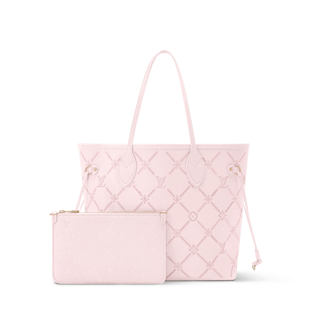 Neverfull MM Light Bliss Monogram Empreinte Leather Tote Bag M28527 For Women