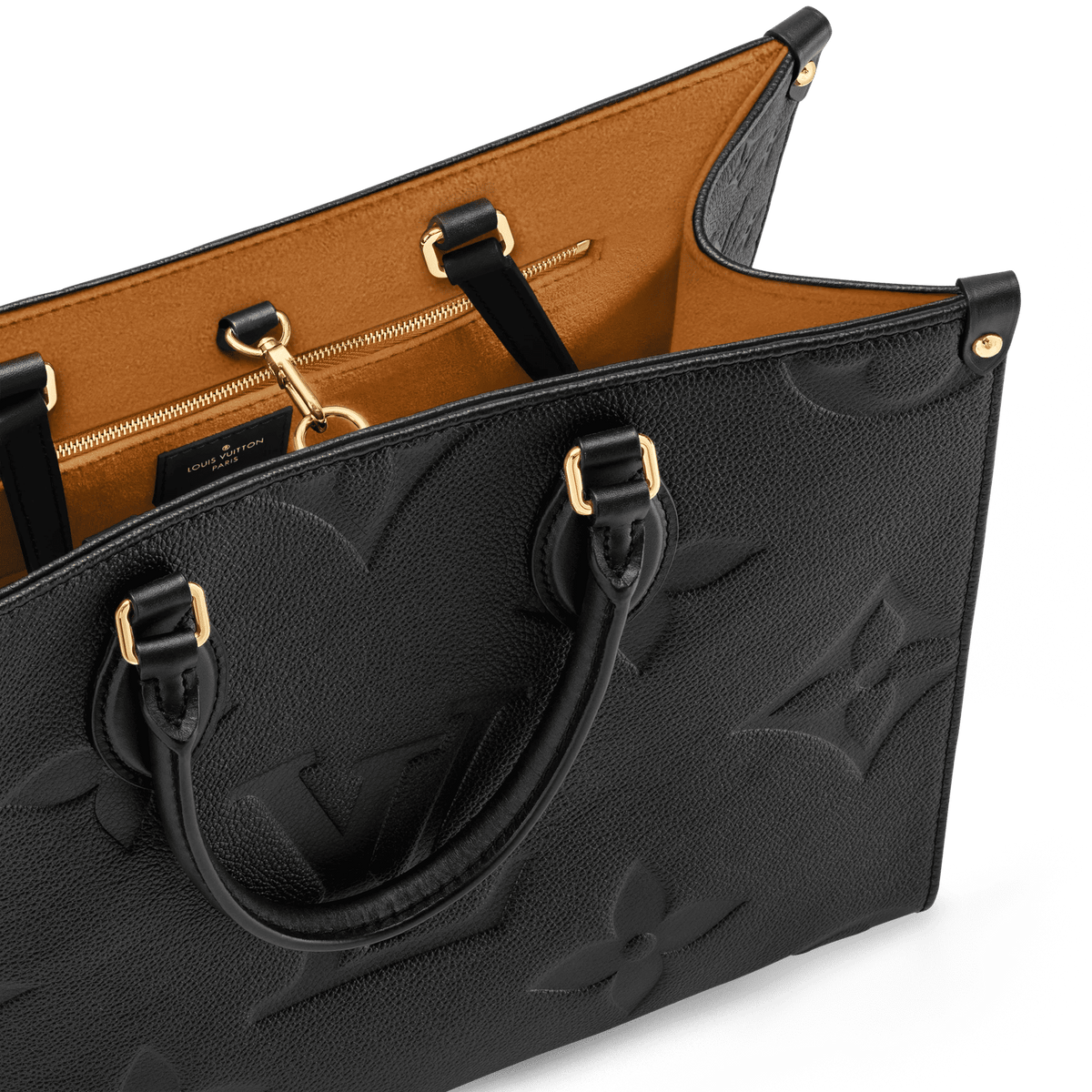 Onthego MM Black Monogram Empreinte Leather Tote Bag M45595 For Women