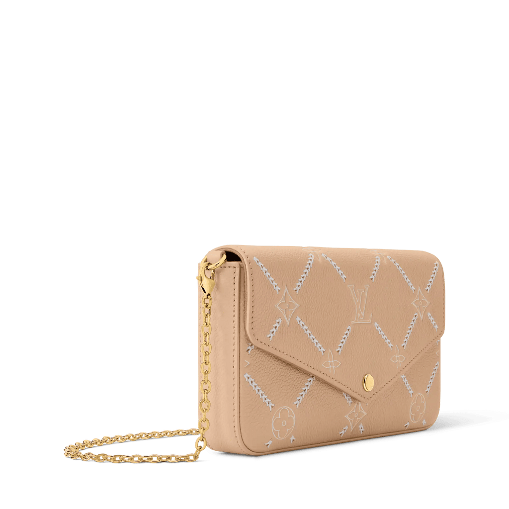 Pochette Félicie Hazelnut Couture Monogram Empreinte Leather Chain Wallet M29482 For Women