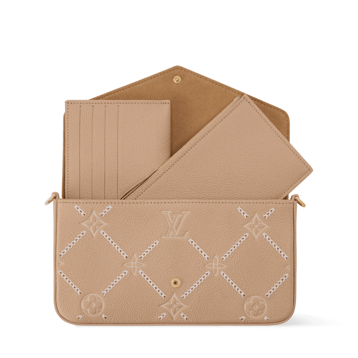 Pochette Félicie Hazelnut Couture Monogram Empreinte Leather Chain Wallet M29482 For Women