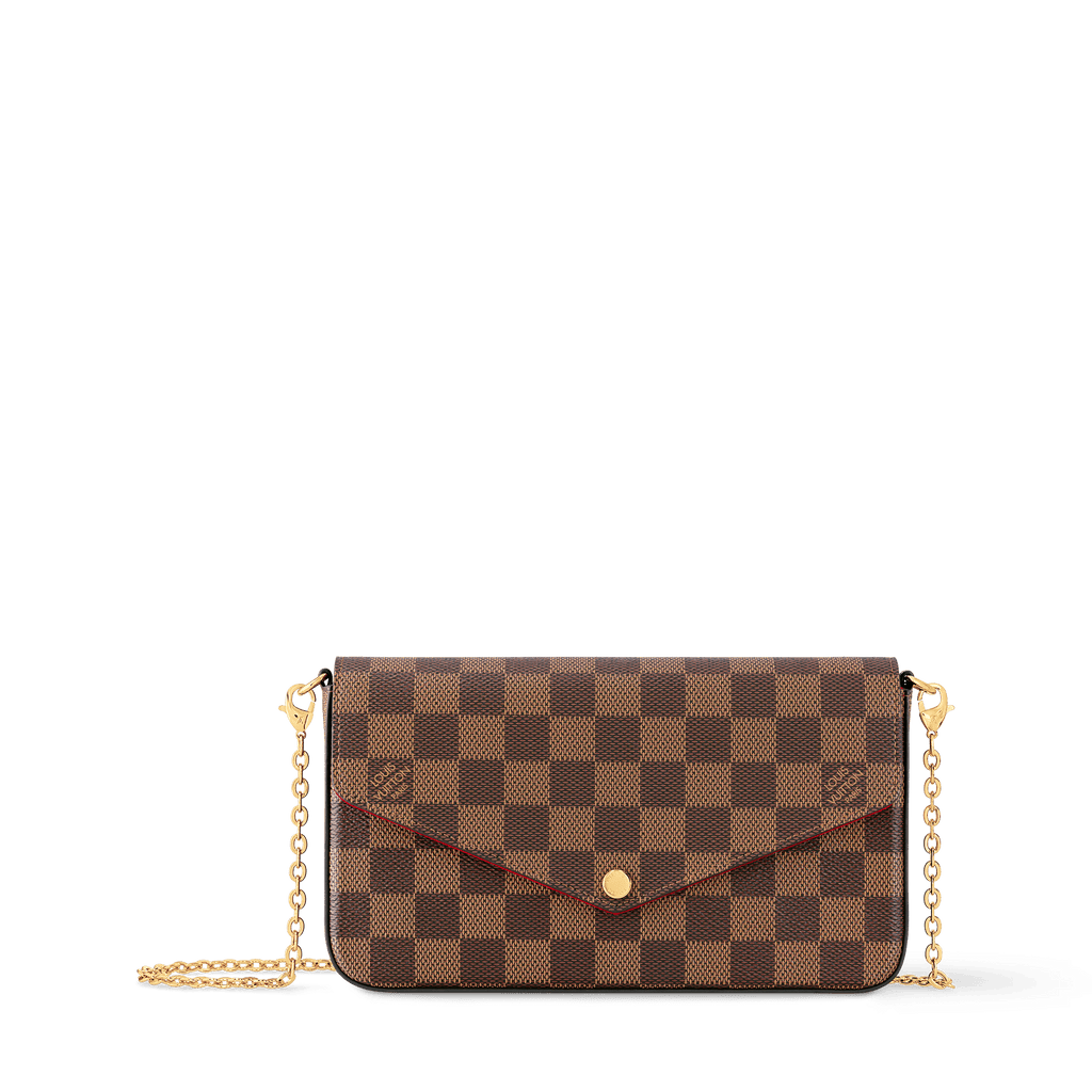Pochette Félicie Damier Ebene Coated Canvas Chain Wallet N40492 For Women