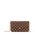 Pochette Félicie Damier Ebene Coated Canvas Chain Wallet N40492 For Women